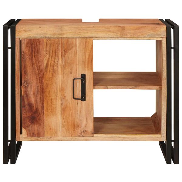 vidaXL Mosd&oacute;kagyl&oacute; szekr&eacute;ny ajt&oacute;val Barna 71 x 33 x 58 cm T&ouml;m&ouml;r Ak&aacute;cfa