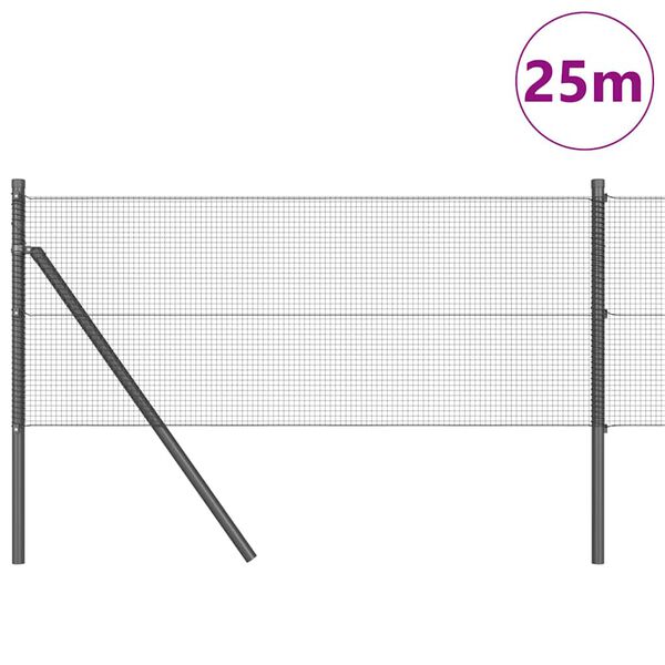 vidaXL Ker&iacute;t&eacute;soszlop Sz&uuml;rke 25 x 0,6 m (12 x 12 mm r&aacute;cs) Ac&eacute;l &eacute;s PVC