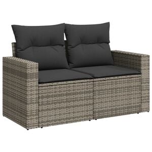 vidaXL 2 szem&eacute;lyes sz&uuml;rke polyrattan kerti kanap&eacute; p&aacute;rn&aacute;val