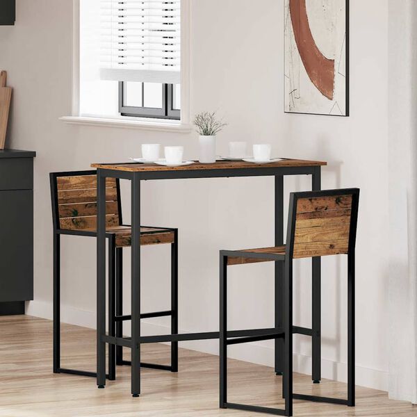 vidaXL asztal &Ouml;reg fa 100 x 40 x 100,5 cm Műszaki fa &eacute;s ac&eacute;l