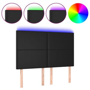 vidaXL fekete műbőr LED-es fejt&aacute;mla 144x5x118/128 cm