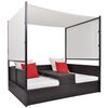 vidaXL barna polyrattan napellenzős kerti &aacute;gy 190 x 130 cm