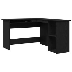 vidaXL Sarok&iacute;r&oacute;asztal Fekete t&ouml;lgy 120 x 140 x 75 cm Szerelt Fa