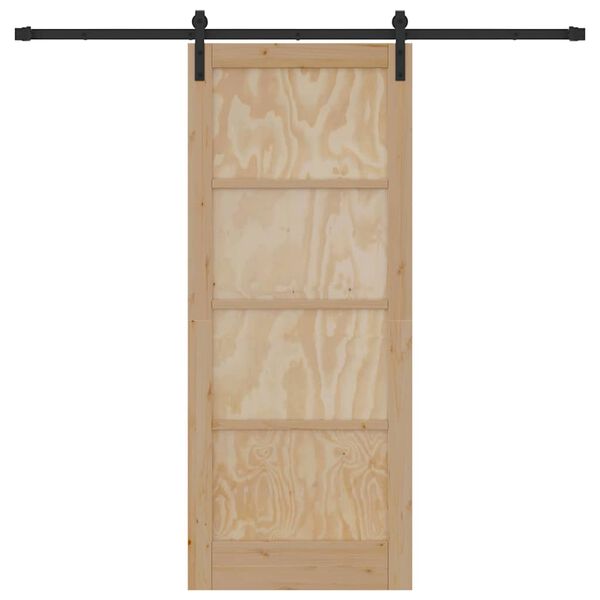 vidaXL Csúszó ajtó Barna 83 x 202 cm Tömör fenyőfa