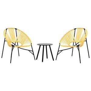 vidaXL 3 db fekete &eacute;s s&aacute;rga polyrattan kerti sz&eacute;k szett