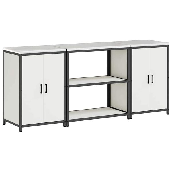 vidaXL Konyhai T&aacute;rol&oacute; K&eacute;szlet 3 pcs Feh&eacute;r Hidegen hengerelt ac&eacute;l