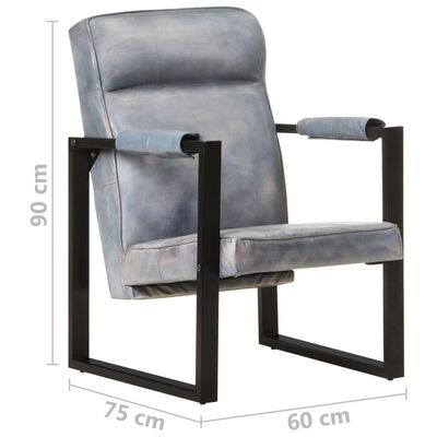vidaXL szürke valódi kecskebőr fotel 60 x 75 x 90 cm
