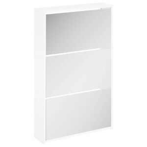 vidaXL h&aacute;romr&eacute;tegű, magasf&eacute;nyű feh&eacute;r cipősszekr&eacute;ny t&uuml;k&ouml;rrel 63 x 17 x 102,5 cm