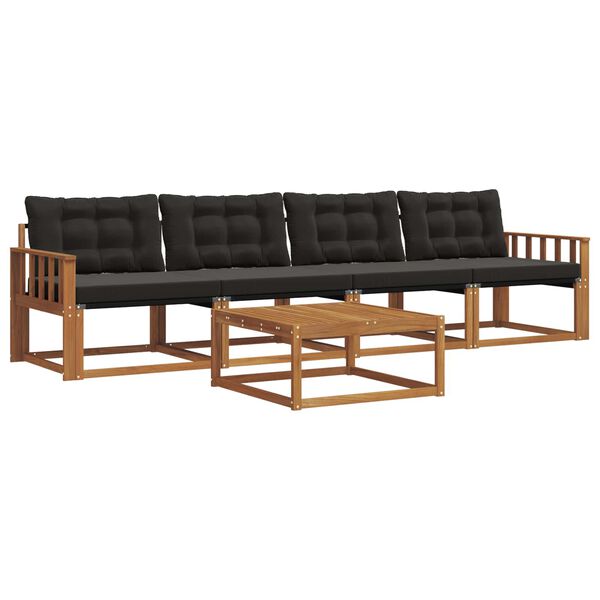 vidaXL K&uuml;lt&eacute;ri kanap&eacute; szett p&aacute;rn&aacute;val 5 pcs Term&eacute;szetes &eacute;s fekete