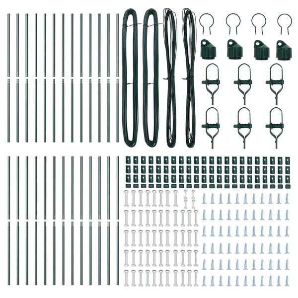 vidaXL Kerítésoszlop 26 pcs Zöld 3.2 x 3.2 x 170 cm Acél