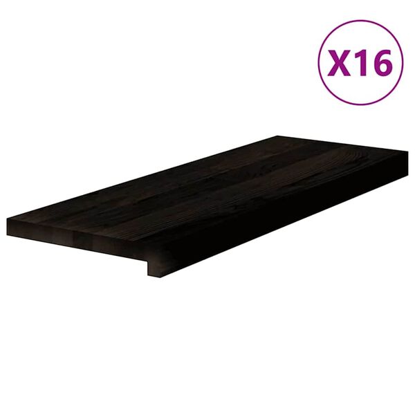 vidaXL l&eacute;pcsőfokok 16 db s&ouml;t&eacute;tbarna 70x30x2 cm t&ouml;m&ouml;r fa t&ouml;lgyfa