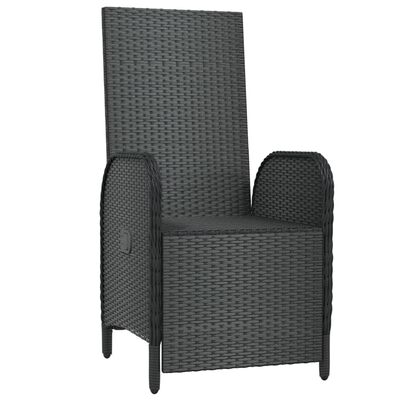 vidaXL 2 db fekete polyrattan dönthető kültéri szék párnával