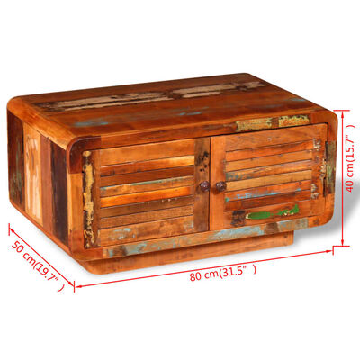 vidaXL tömör újrahasznosított fa dohányzóasztal 80 x 50 x 40 cm