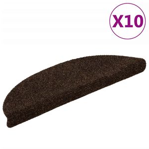 vidaXL 10 db öntapadós lépcsőszőnyeg 56 x 17 x 3 cm barna félkör alakú