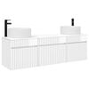 vidaXL F&uuml;rdőszobai Szekr&eacute;ny Szett 3 db Magasf&eacute;nyű Feh&eacute;r