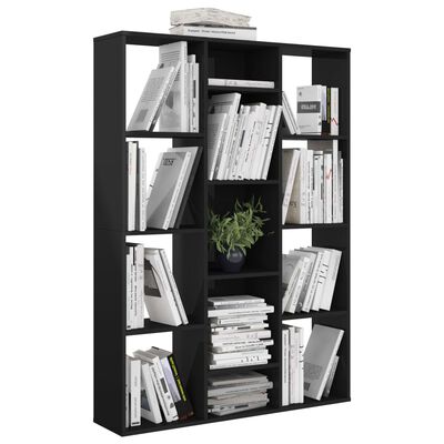 vidaXL magasfényű fekete térelválasztó/könyvszekrény 100 x 24 x 140 cm