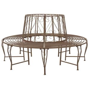 vidaXL Fa pad 8 -szem&eacute;lyes &Oslash; 160 x 89 cm steel Antik Barna Kerek