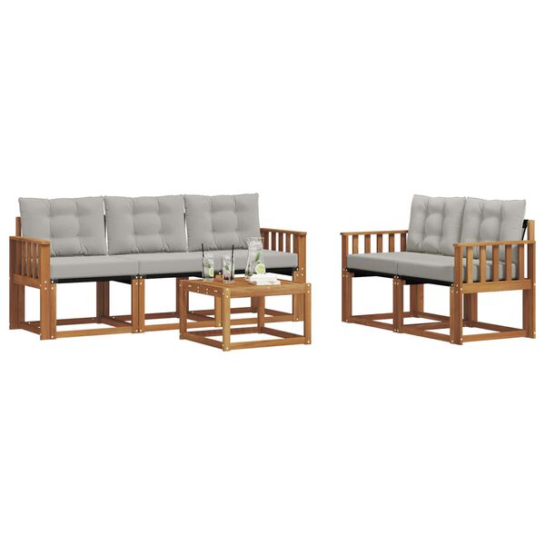 vidaXL K&uuml;lt&eacute;ri kanap&eacute; szett 6 pcs Term&eacute;szetes &eacute;s Vil&aacute;gossz&uuml;rke