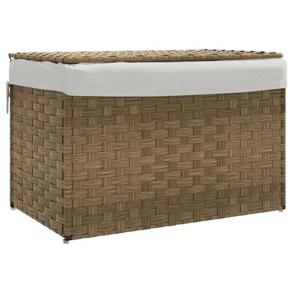 vidaXL polyrattan szennyeskosár fedéllel 55,5 x 35 x 34 cm