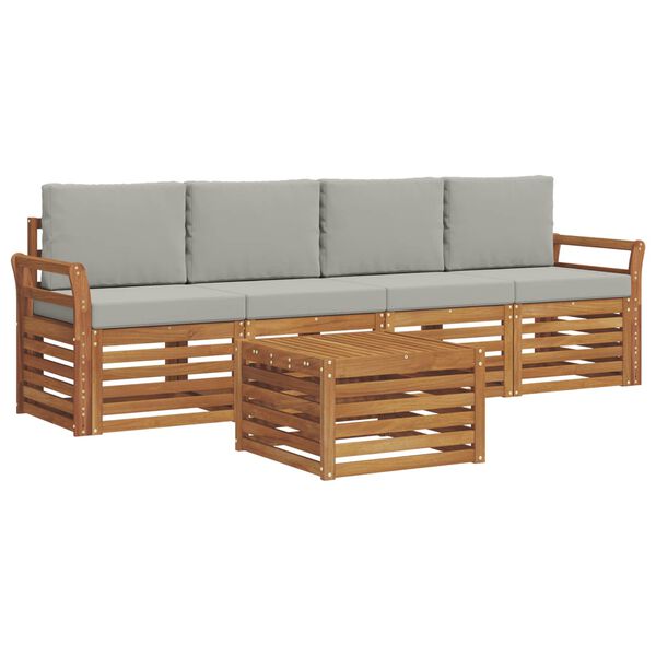 vidaXL &Uuml;lőgarnit&uacute;r&aacute;k 5 pcs Term&eacute;szetes &eacute;s Vil&aacute;gossz&uuml;rke T&ouml;m&ouml;r Ak&aacute;cfa