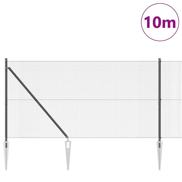 vidaXL Ker&iacute;t&eacute;soszlop Sz&uuml;rke 10 x 1,2 m (12 x 12 mm h&aacute;l&oacute;) Ac&eacute;l &eacute;s PVC