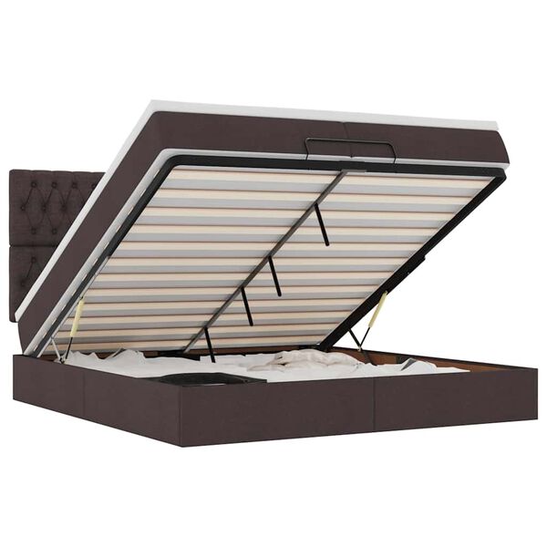 vidaXL Ottom&aacute;n &aacute;gykeret matracokkal S&ouml;t&eacute;tbarna 200x200cm sz&ouml;vet