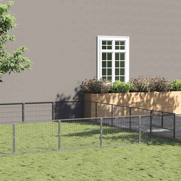 vidaXL ez&uuml;stsz&iacute;nű ac&eacute;l kutyakennel 25 m&sup2;