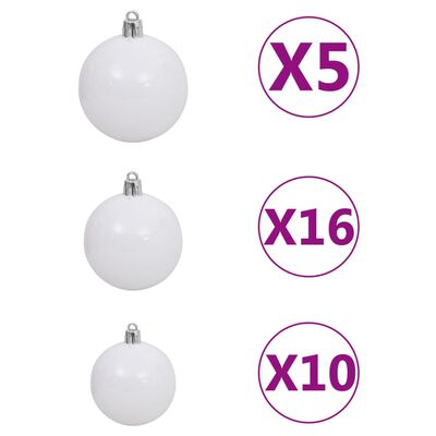 vidaXL fehér megvilágított műkarácsonyfa gömb szettel LED-del 300 cm