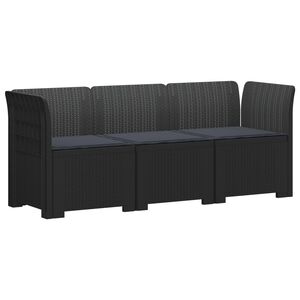 vidaXL 3-Fős Kerti Kanap&eacute; P&aacute;rn&aacute;kkal Rattan Hat&aacute;ssal PP Antracitsz&uuml;rke