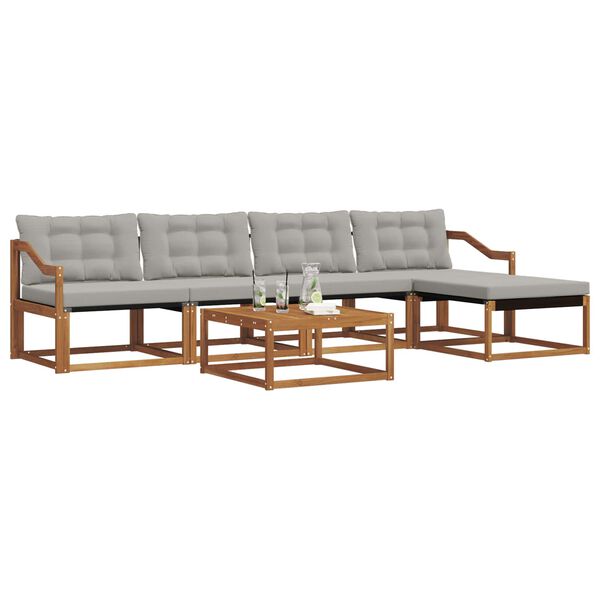 vidaXL K&uuml;lt&eacute;ri kanap&eacute; szett 6 pcs Term&eacute;szetes &eacute;s Vil&aacute;gossz&uuml;rke