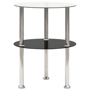 vidaXL 2 szintes &aacute;tl&aacute;tsz&oacute; &eacute;s fekete edzett &uuml;veg kisasztal 38 cm
