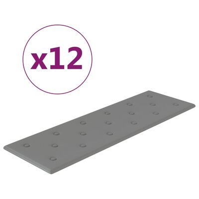 vidaXL 12 db szürke műbőr fali panel 90 x 30 cm 3,24 m²