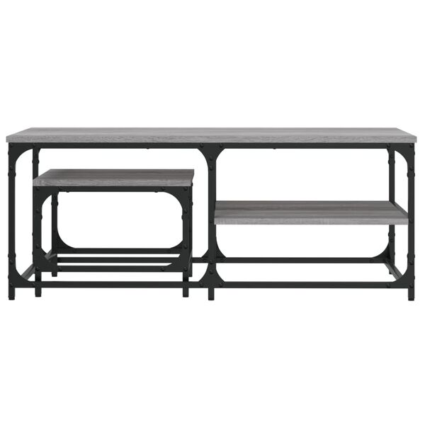 vidaXL 2 db szürke sonoma színű szerelt fa rakásolható dohányzóasztal