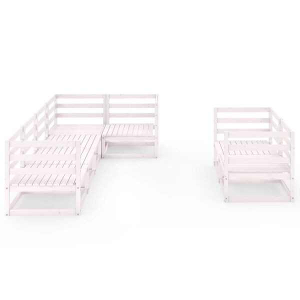 vidaXL 7 r&eacute;szes feh&eacute;r t&ouml;m&ouml;r fenyőfa kerti &uuml;lőgarnit&uacute;ra