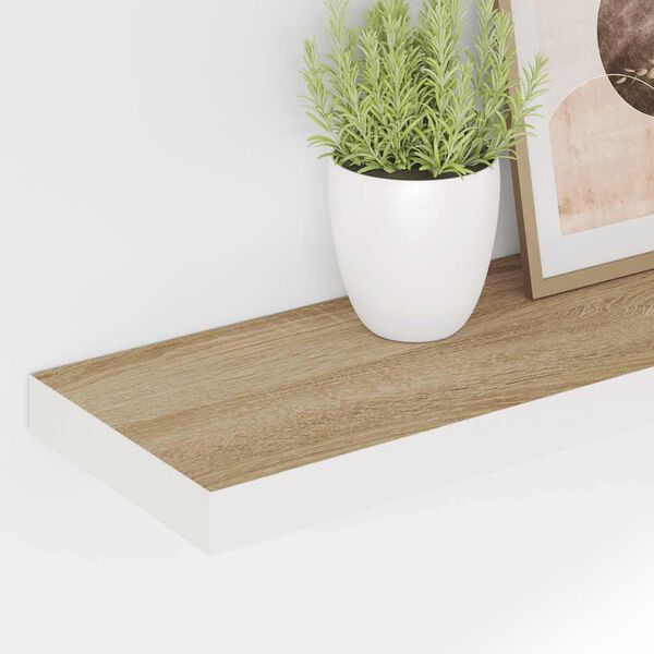 vidaXL 2 db t&ouml;lgysz&iacute;nű &eacute;s feh&eacute;r MDF lebegő fali polc 80x23,5x3,8 cm