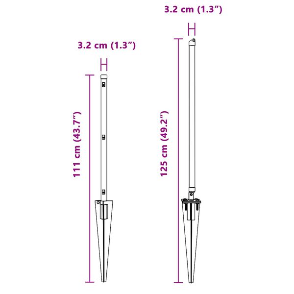 vidaXL Kerítésoszlop 52 pcs Szürke 3,2 x 3,2 x 80 cm