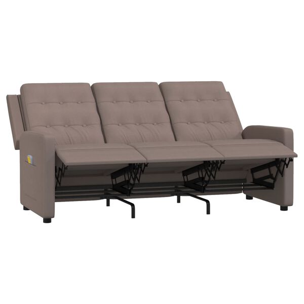 vidaXL 3 személyes tópszínű szövet dönthető masszázsfotel