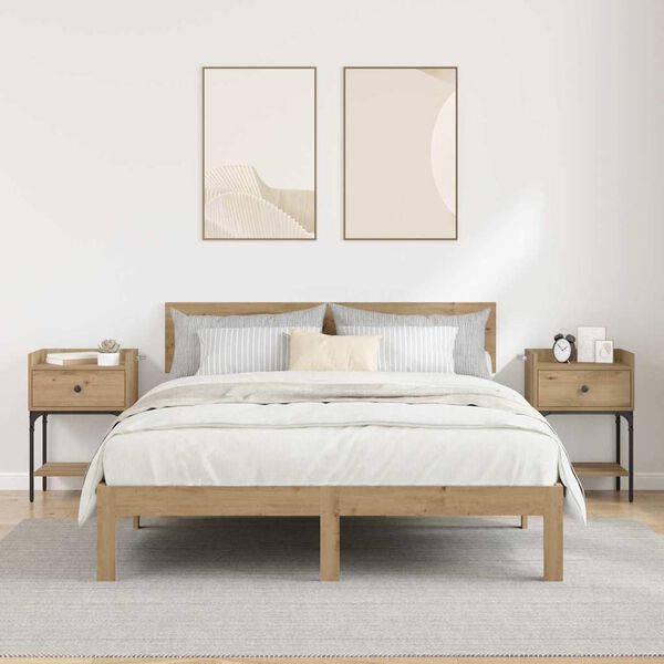 vidaXL &Eacute;jjeli asztal 2 pcs Artisan t&ouml;lgy 40 x 29 x 60 cm Faanyag