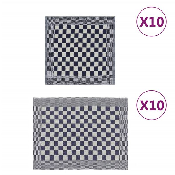 vidaXL 20-r&eacute;szes k&eacute;k &eacute;s feh&eacute;r pamut t&ouml;r&ouml;lk&ouml;zőszett