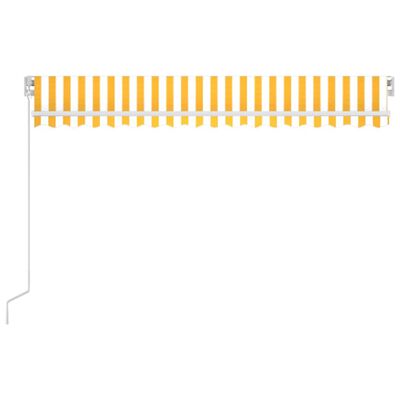 vidaXL sárga és fehér kézzel kihúzható LED-es napellenző 400 x 350 cm