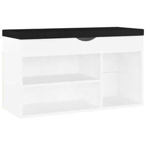 vidaXL feh&eacute;r szerelt fa cipőt&aacute;rol&oacute; pad p&aacute;rn&aacute;val 80 x 30 x 47 cm