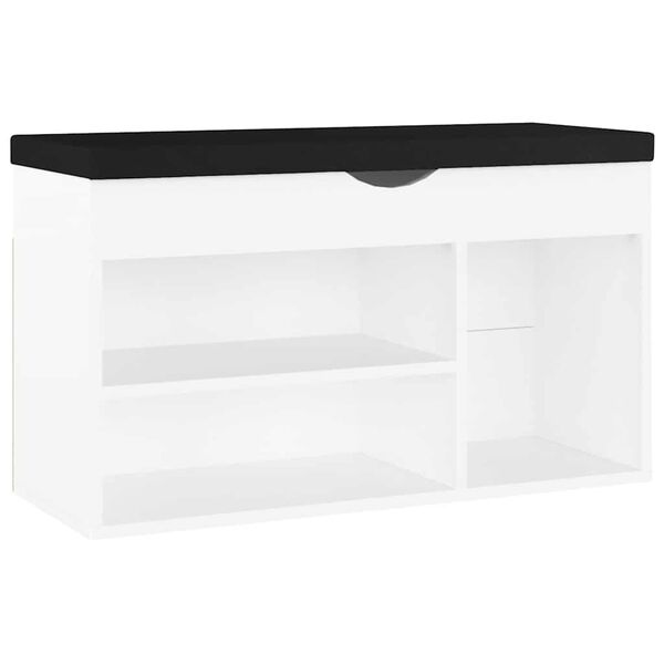 vidaXL feh&eacute;r szerelt fa cipőt&aacute;rol&oacute; pad p&aacute;rn&aacute;val 80 x 30 x 47 cm