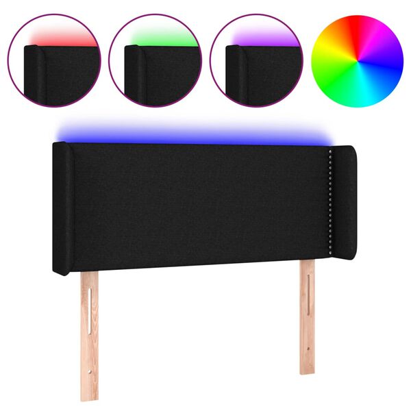 vidaXL fekete sz&ouml;vet LED-es fejt&aacute;mla 103 x 16 x 78/88 cm