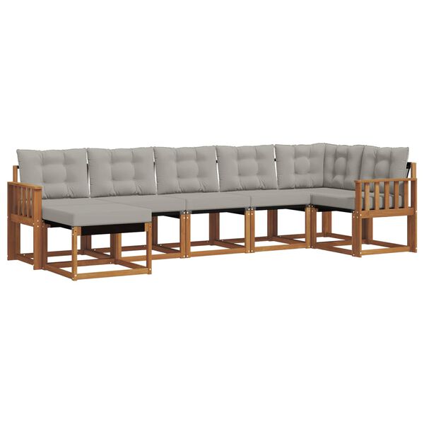 vidaXL K&uuml;lt&eacute;ri kanap&eacute; szett 7 pcs Term&eacute;szetes &eacute;s Vil&aacute;gossz&uuml;rke