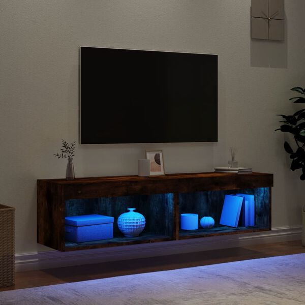vidaXL 2 db füstös tölgy színű TV-szekrény LED-ekkel 60 x 30 x 30 cm