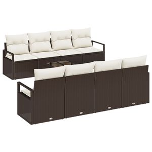 vidaXL Kanap&eacute; Szett p&aacute;rn&aacute;val 7 pcs Barna &eacute;s Kr&eacute;m polirattan