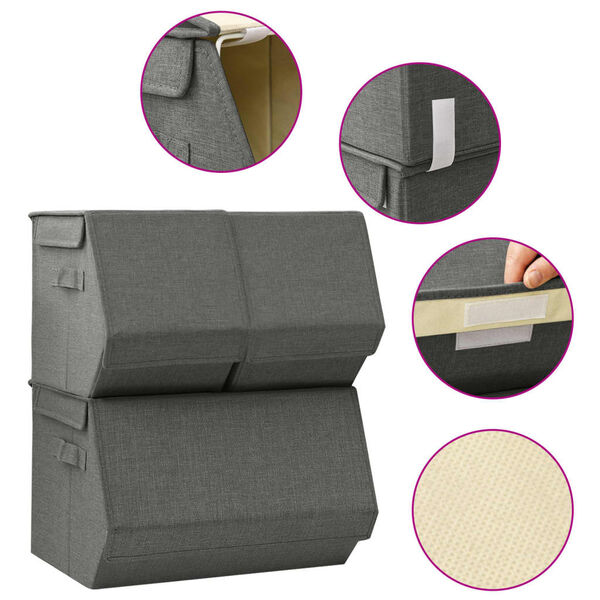 vidaXL 3 db antracitsz&uuml;rke sz&ouml;vet rak&aacute;solhat&oacute; t&aacute;rol&oacute;doboz