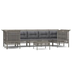 vidaXL 8 r&eacute;szes sz&uuml;rke polyrattan kerti &uuml;lőgarnit&uacute;ra p&aacute;rn&aacute;kkal