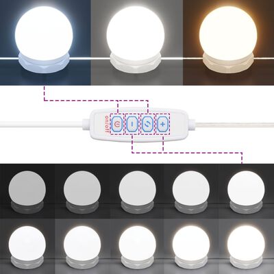vidaXL fehér LED-es fésülködőasztal 96 x 40 x 142 cm