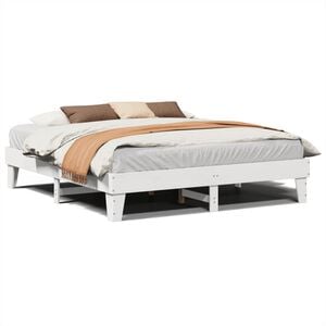 vidaXL feh&eacute;r t&ouml;m&ouml;r fenyőfa &aacute;gy matrac n&eacute;lk&uuml;l 200 x 200 cm